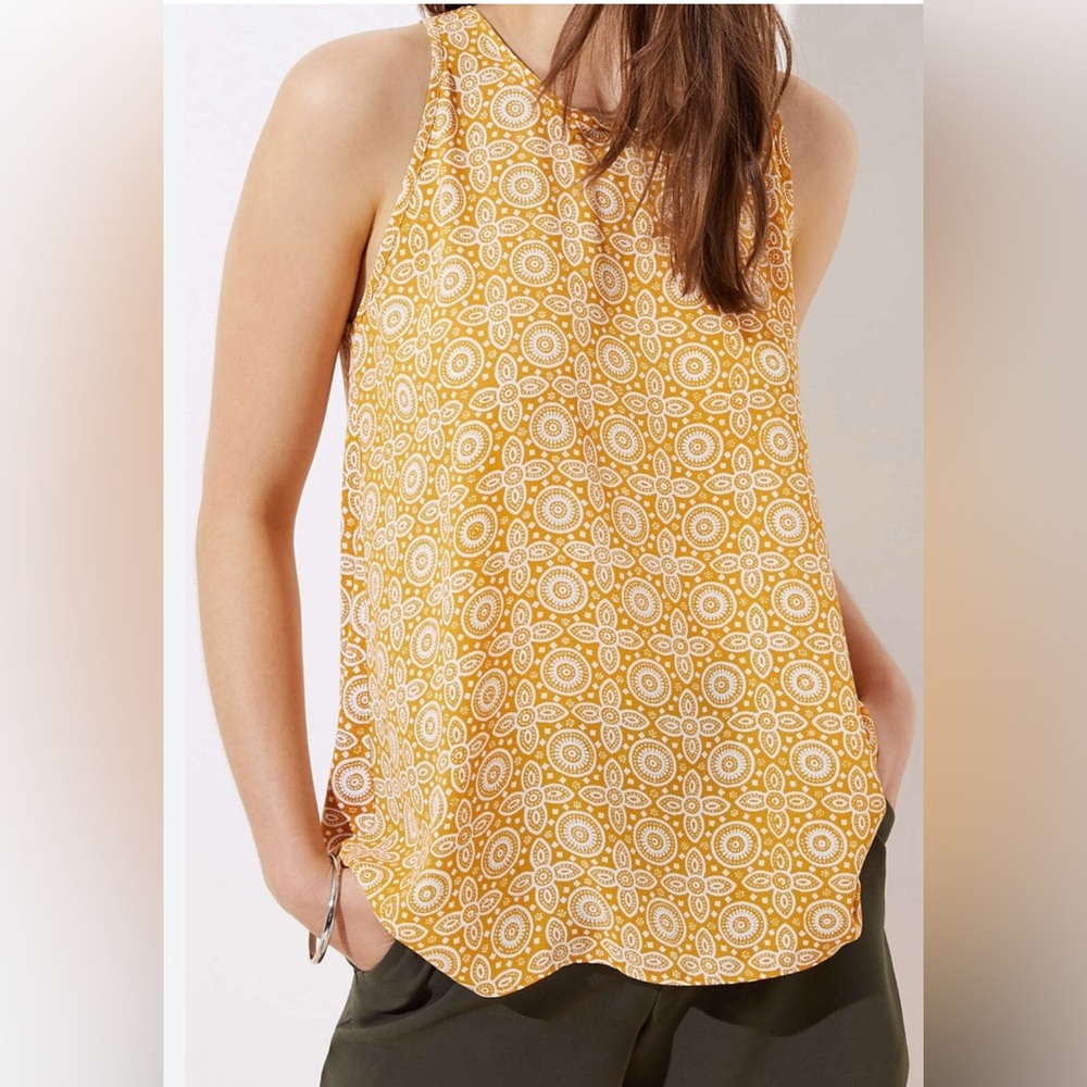 LOFT Mustard and White Patterned Blouse
